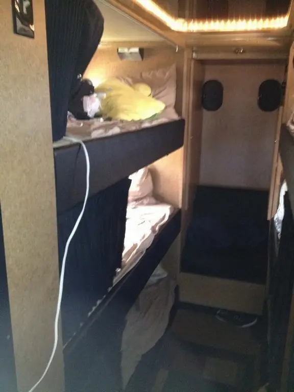Prevost H3-45 Entertainer rear salon before a bunk conversion by Excalibur Coach