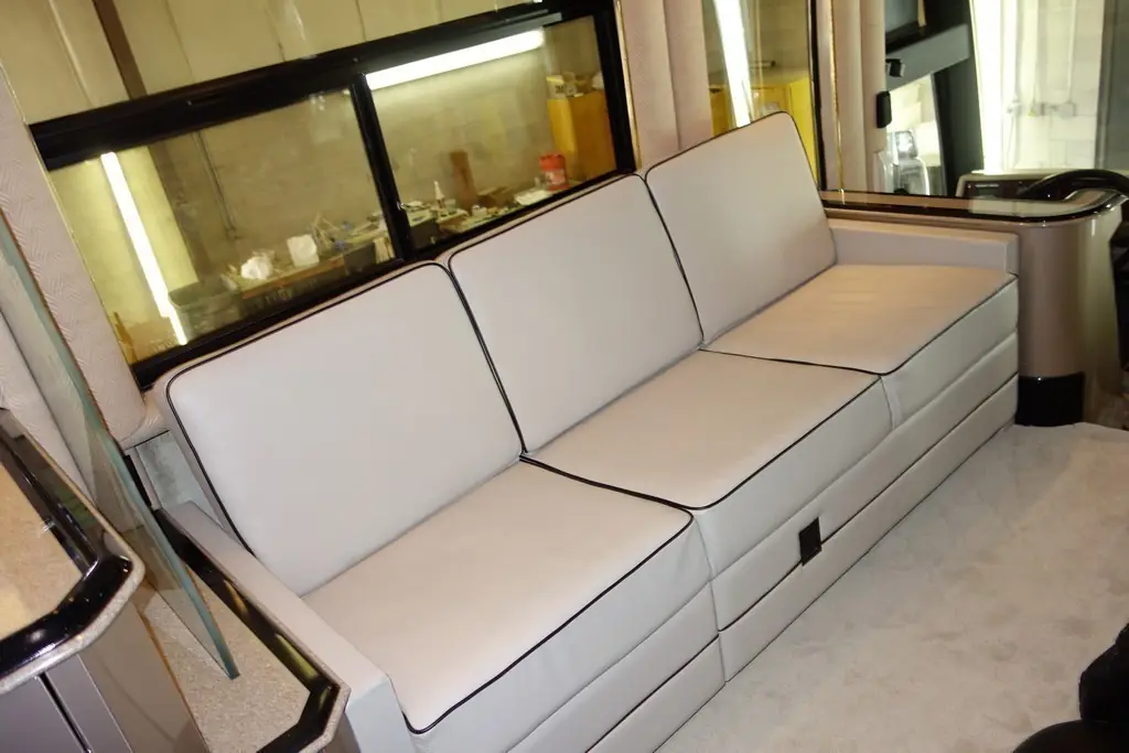 Prevost H3-45 Liberty after new sofa upholstery by Excalibur Coach