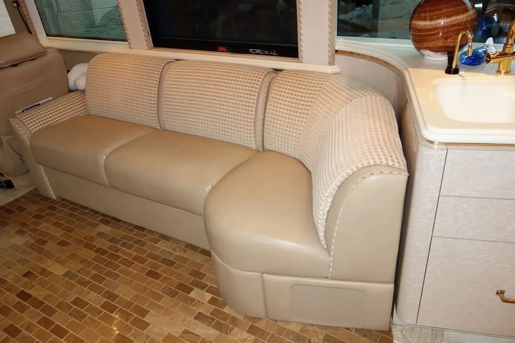 Prevost XL II Marathon salon before new upholstery by Excalibur Coach